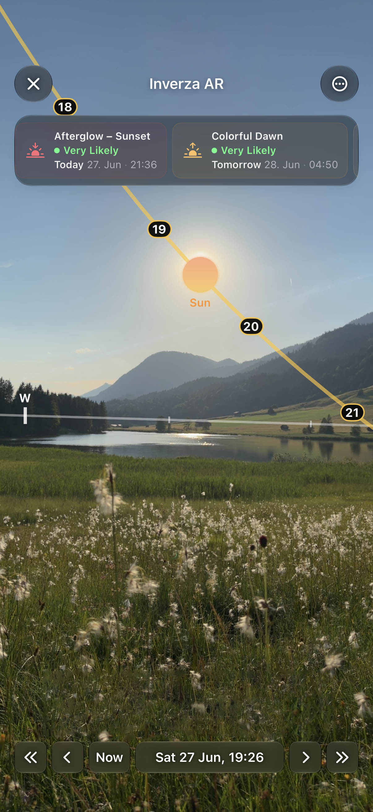 AR Sky view projecting the sun, moon, and Milky Way core onto the live camera