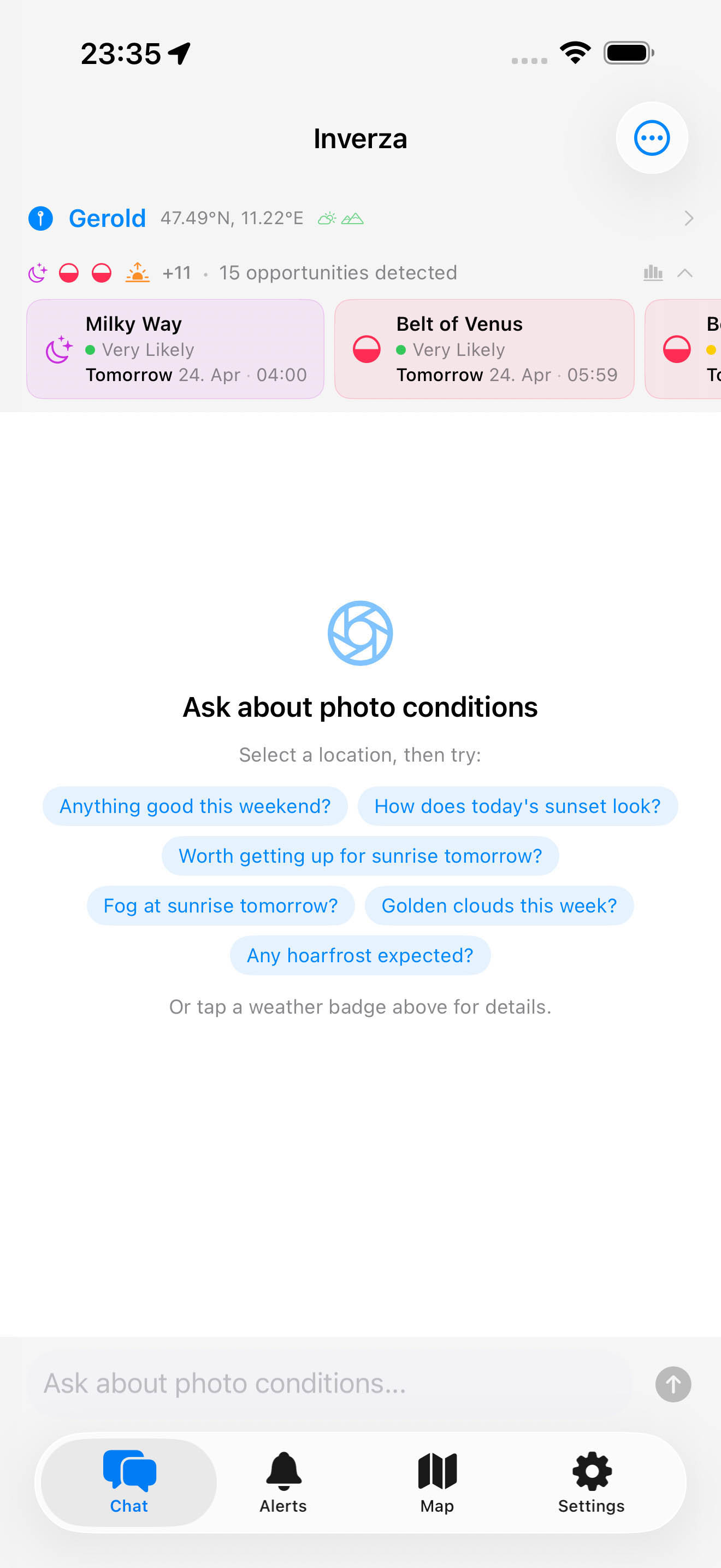 Condition badges for Ground Fog and Dramatic Storm Clouds