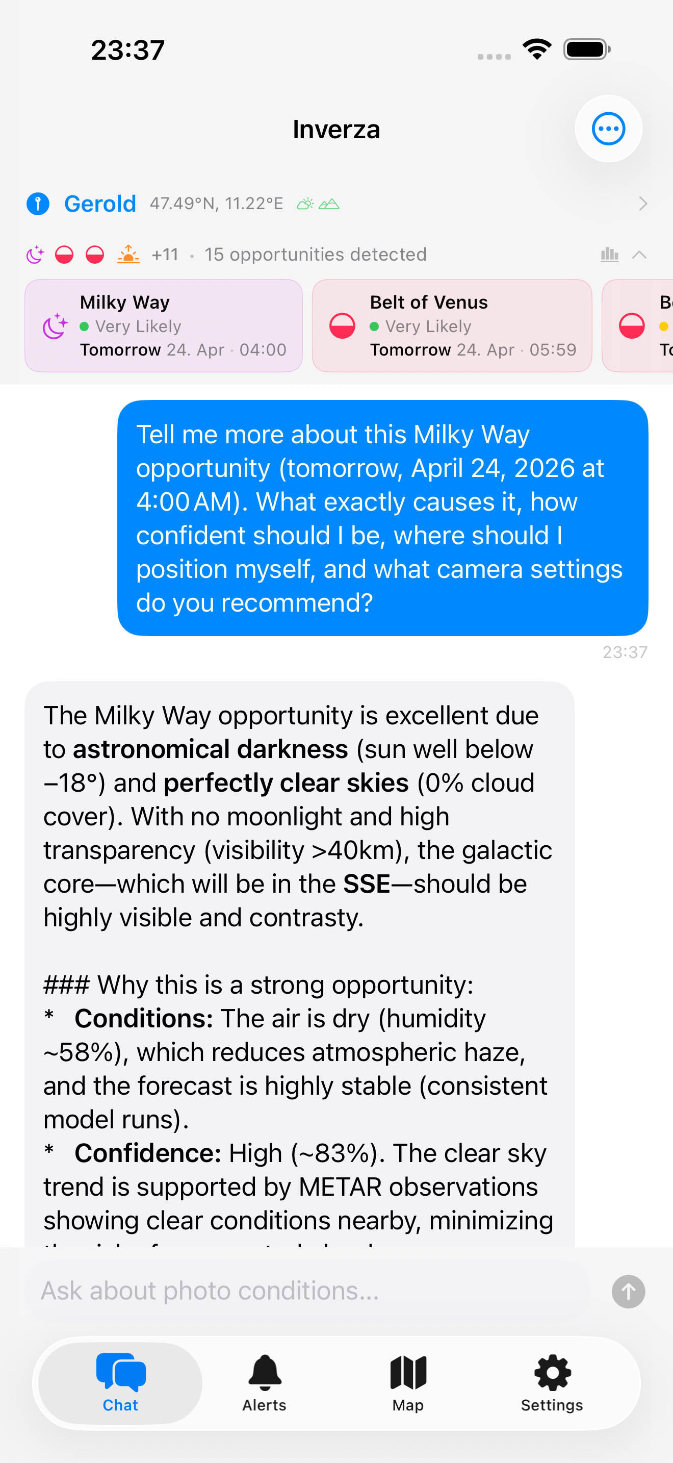 Natural language AI photography chat